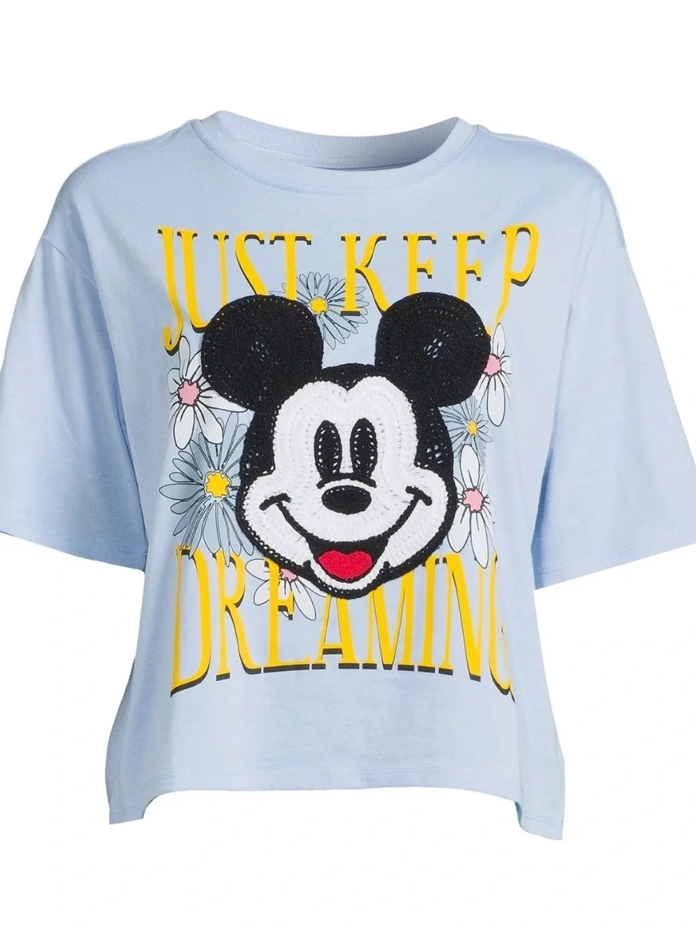 Disney Baby Blue Cropped Tee embroidered Mickey Mouse Disney